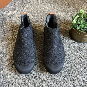 Huckberry Greys Wool Indoor Outdoor Slipper Boots Rubber Sole Charcoal Gray 10